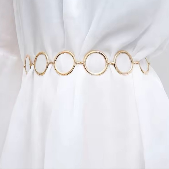Long Waist Chain Belt For Women Gold Circle Chain Belt 45” - Picture 3 of 7